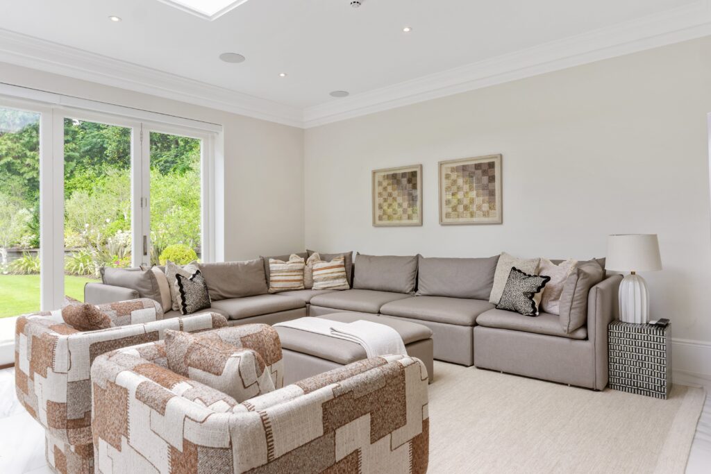 Before and after home staging of a Surrey family living room