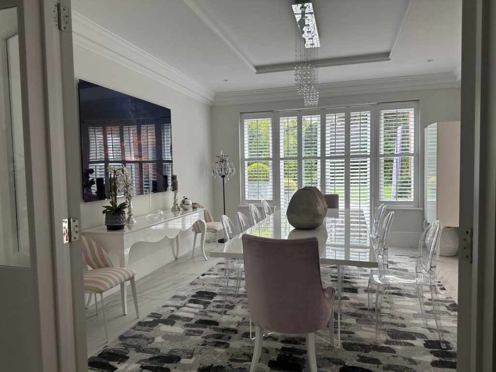 Before and after home staging of a Surrey family home dining room with grey decor