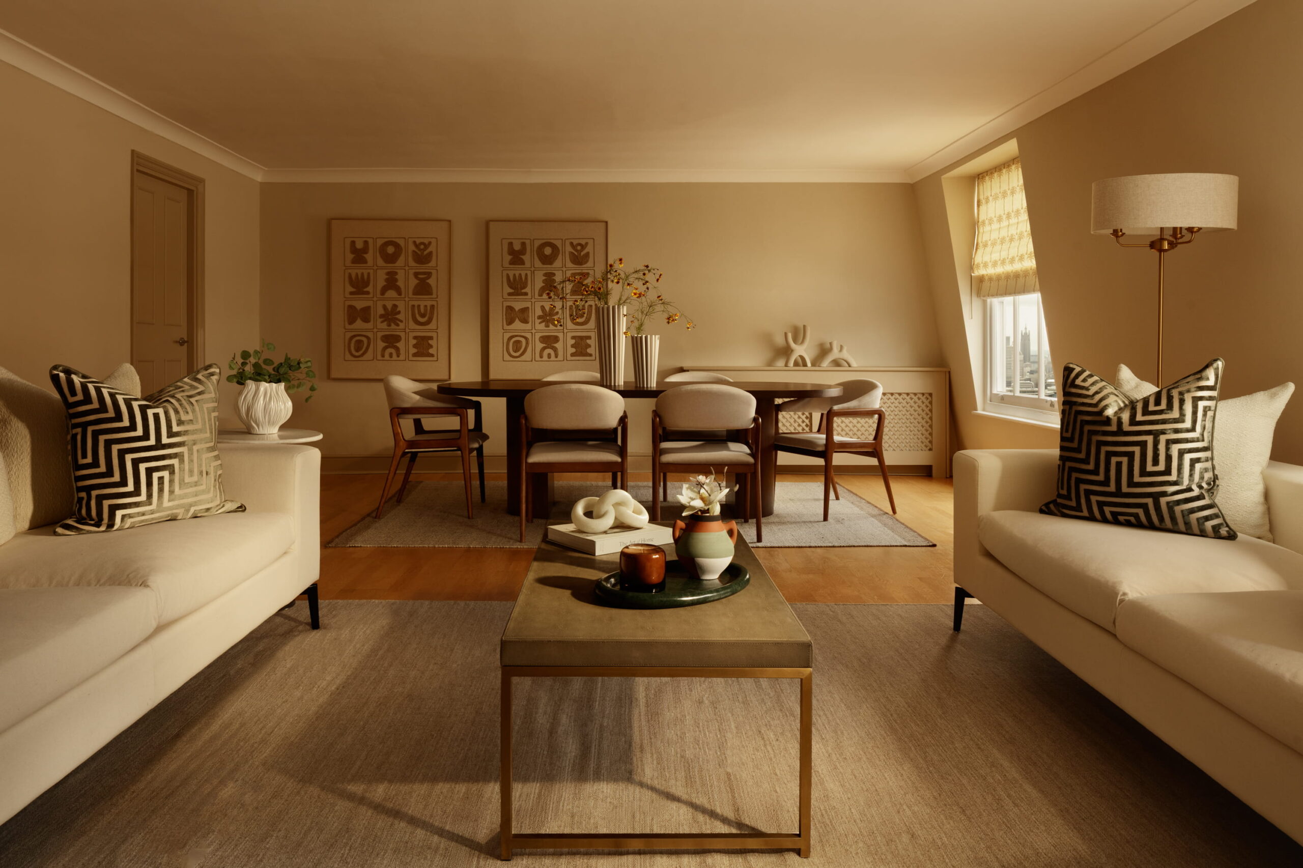 london home stager living room transformation with neutral interior styling